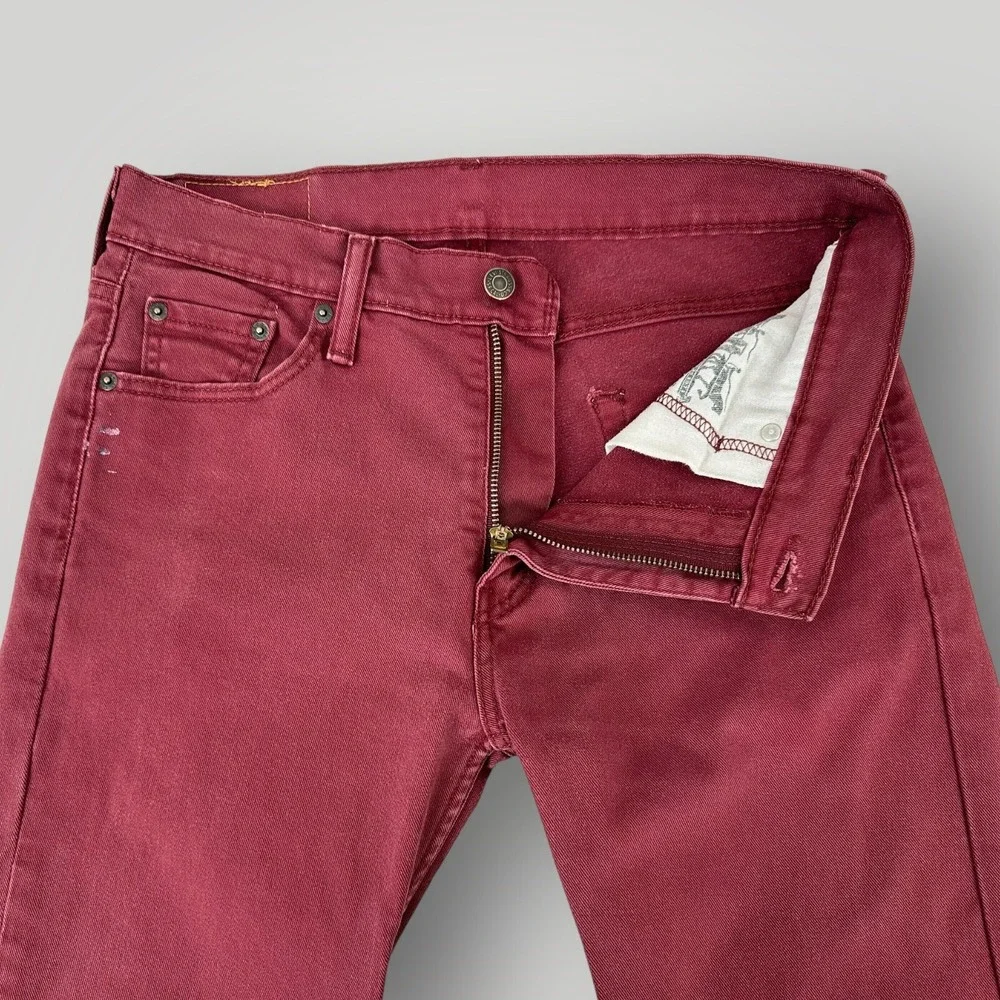 Levi's 513 Jeans Men's 30x30‎ Straight Leg Red Pants White Tab